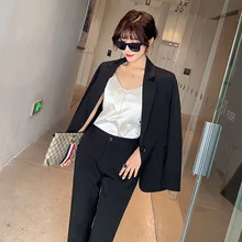 ##Special Price Woman office suit suit female large size autumn solid color black commercial OL professional two-piece suit ##Special Price Woman office suit suit female large size autumn solid color black commercial OL professional two-piece suit