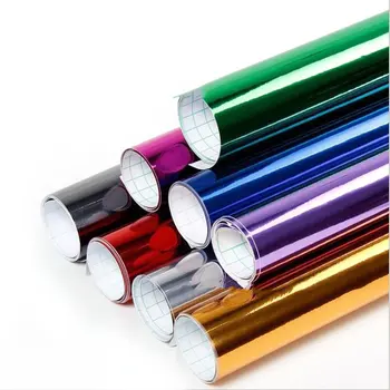 

Chrome Mirror Vinyl Film Wrap Sticker Decal Stretchable Reflective Super Gloss Car Full Body Wrap Sticker Styling Parts