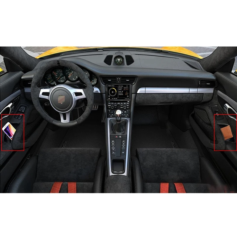2Pcs Black Door Armrest Organizer Storage Box for Porsche 911 Boxster Cayman 2013-