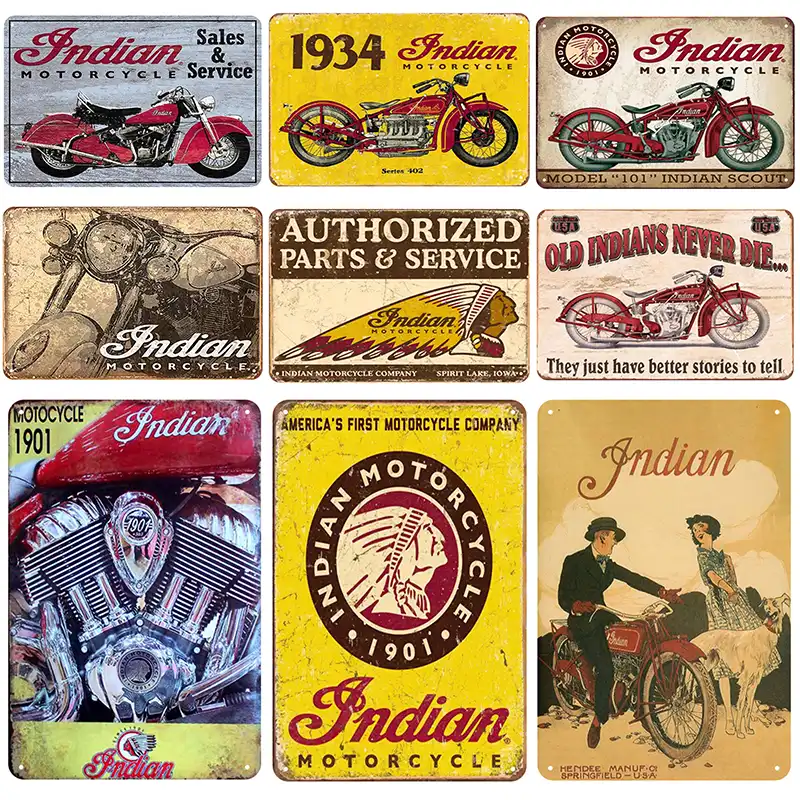 Indian Plaque Metal Vintage Tin Sign Pin Up Shabby Chic Decor