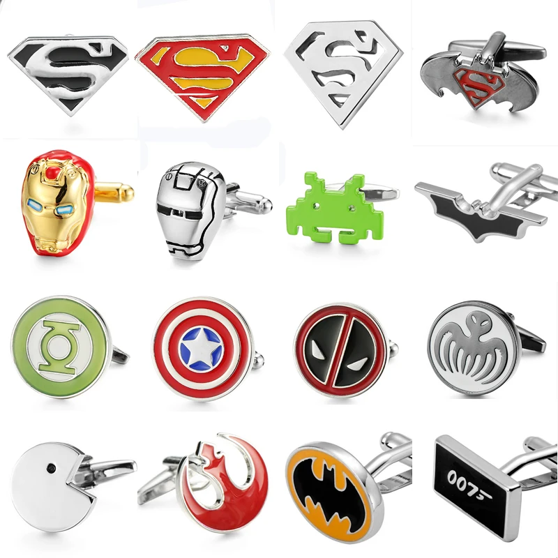

Brand new men's shirt national flag Cufflinks fashion movie character golden Plaid Cufflinks French shirt wedding badge pin gift