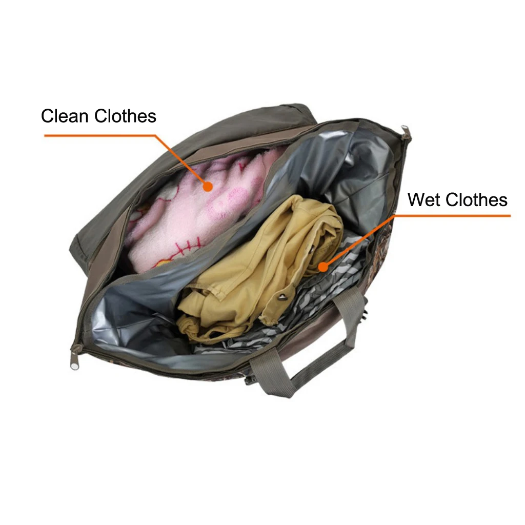 Waders Bag for Fishing and Hunting, Wader Storage Carrier Case Tote with Shoulder Strap and Ground Sheet, Camo