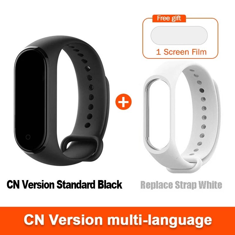 CN Add White Strap Глобальная версия опционально Xiaomi Mi Band 4 умный Браслет Пульс фитнес 135 мАч цветной экран Bluetooth 5,0 водонепроницаемый - Цвет: CN Add White Strap