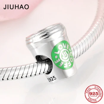 

925 Sterling Silver Fashion Metropolitan style Coffee Cup shape beads DIY charming bottle Fit Original bracelet JIUHAO Jewelry