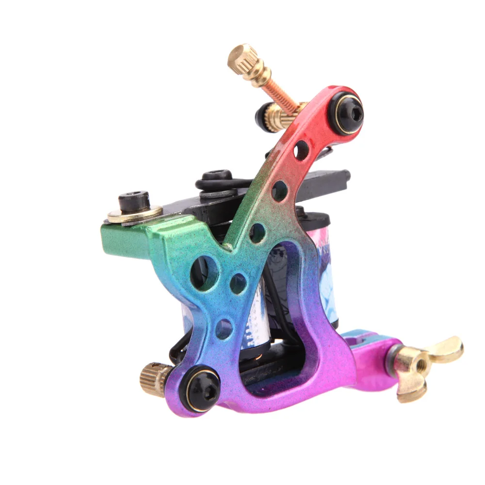 

High-end low-carbon Steel Tattoo Machine Gun Permanent Makeup 10 Wrap Coils Tattoo Gun For Liner Shader Multicolour