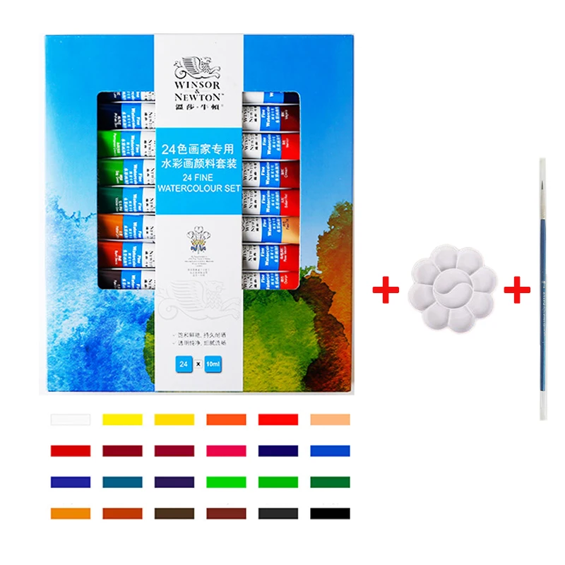 WINSOR& NEWTON 12/18/24 Цвета акварель Краски ing Краски комплект тонкой гладкой Высокое качество 10 мл акварель пигмент для мануального татуажа художника студента - Цвет: 24colors-set