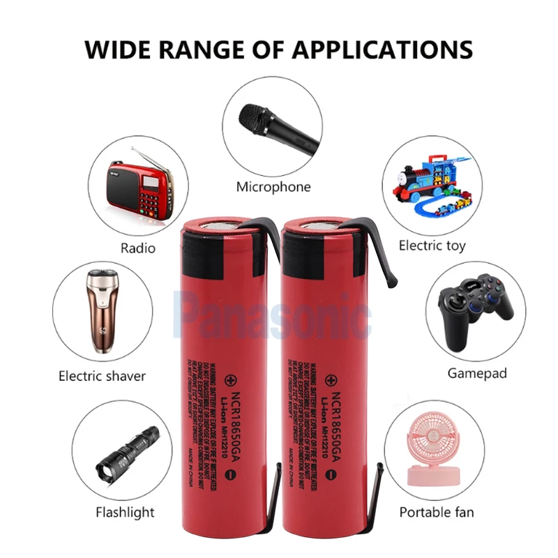 Panasonic 3,7 V 18650 литий-ионная аккумуляторная батарея 3500mAh ncr1865GA 30A разрядка с лампочкой литиевая батарея+ DIY никель