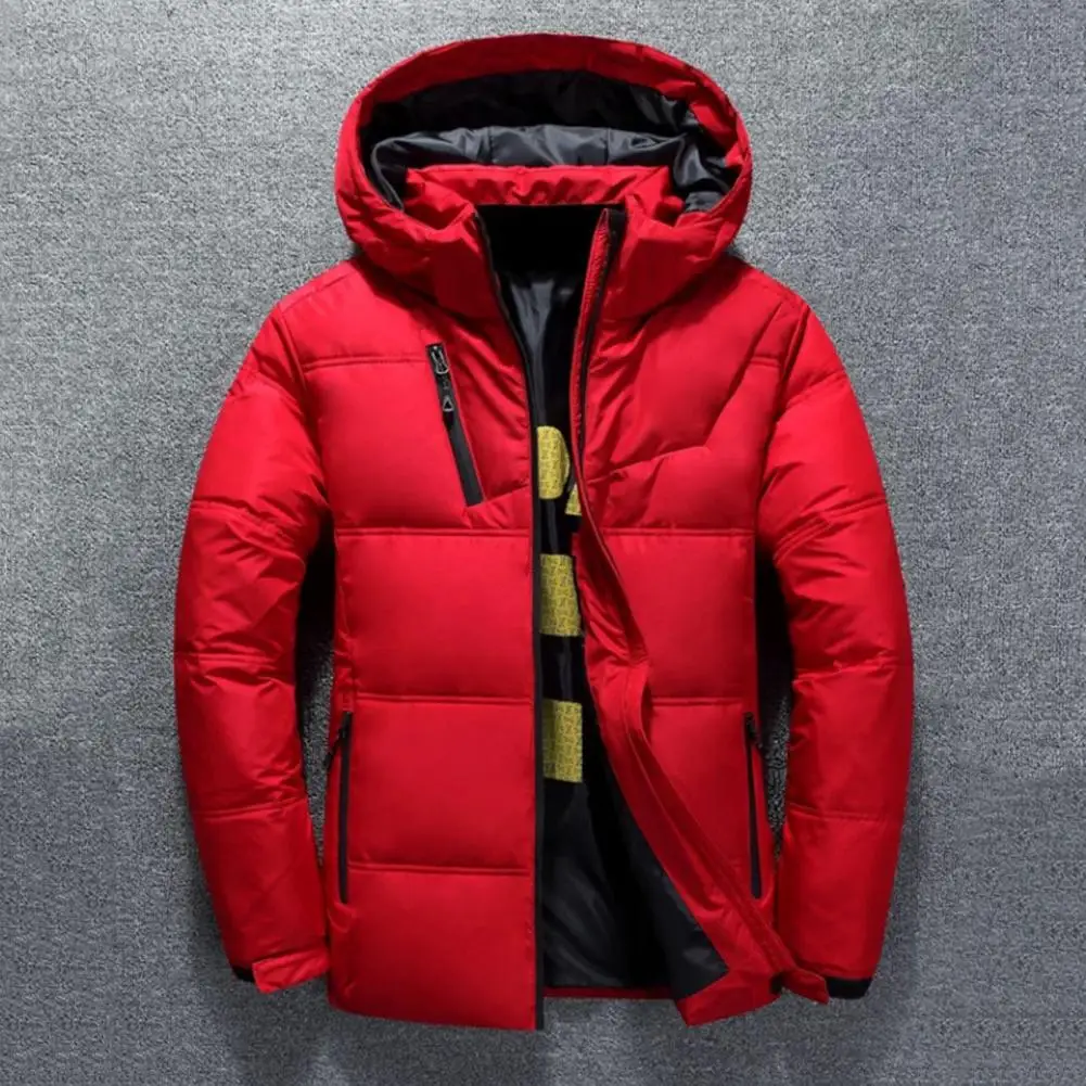 Men Down Coat Hooded Printed Inseam Highly Warm Leisure Winter Jacket Down Coat for Skiing