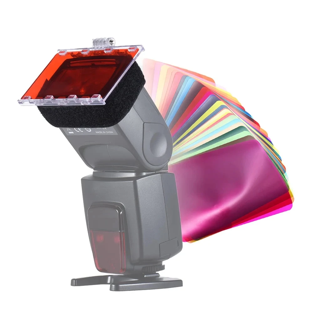 FalconEyes Speedlite цветной фильтр гелевый комплект с Серебряный Отражатель регулируемое крепление база 30 листов для Canon Nikon Yongnuo Godox
