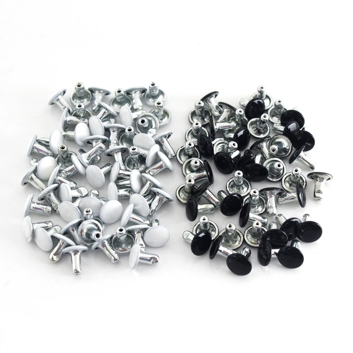 100sets 6/8mm Metal Double Cap Rivets Studs Black White