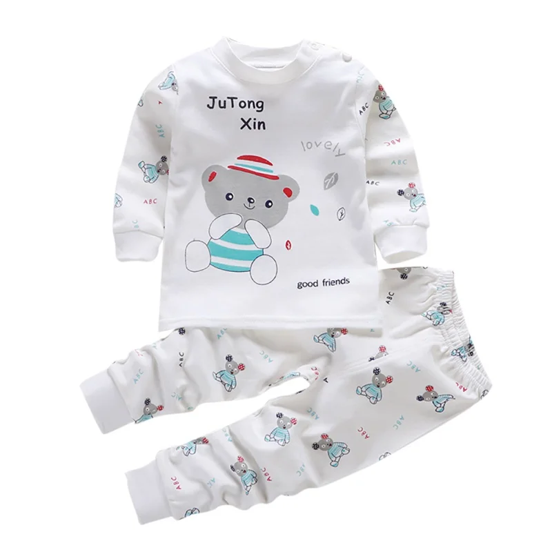 Осенняя одежда для малышей детский комплект одежды с принтом для мальчиков и девочек, блузка с длинными рукавами Топы+ штаны, одежда для сна, пижама - Цвет: D