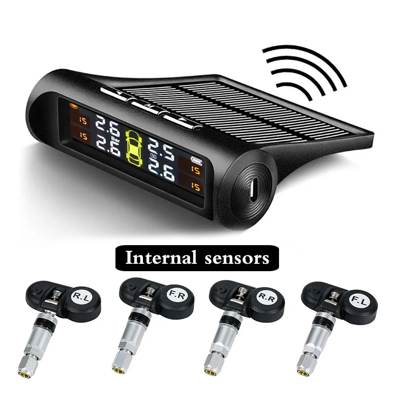 Автомобильный Солнечный TPMS монитор давления в шинах беспроводной контроль давления в шинах сигнализация или Голосовая система ЖК-дисплей цветной дисплей две установки