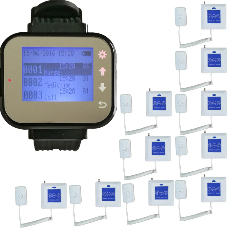 US $114.00 Wireless Nurse Calling System Watch Wireless Calling Receiver Waiter Caller 1 Smart Watch Pager With 10 Touchable Bells