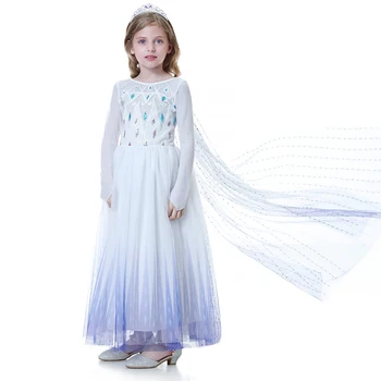 

Kids Snow Queen Princess Elsa White Dress Girls Elsa Anna Cosplay Costumes Children Halloween Christmas Party Tutu Wedding Dress