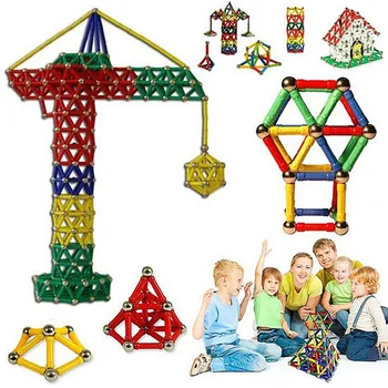 

Magnetic Building Sticks Building Blocks, Magnet Educational Toys Blocks Sticks Stacking Toys for over 3 years kids