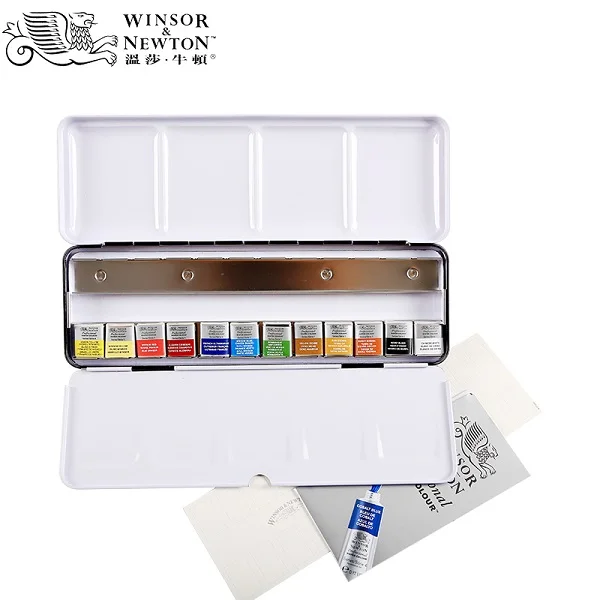 12 colors WINSOR& NEWTON, 12/24 цветов,, профессиональный, для старшего художника, Одноцветный, акварельный пигмент, сделано во Франции - Цвет: 12 colors