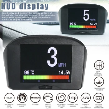 

Hot Car OBD HUD Overspeed Warning System Windshield Voltage Alarm Temperature Meter PLD
