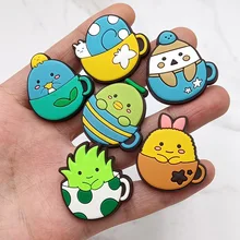 

Dropshipping 1Pcs Cartoon PVC Shoe Charms Sandal Accessories Diy Cute Teacup Animals Shoe Buckle Decoration Jibz For Croc Charms