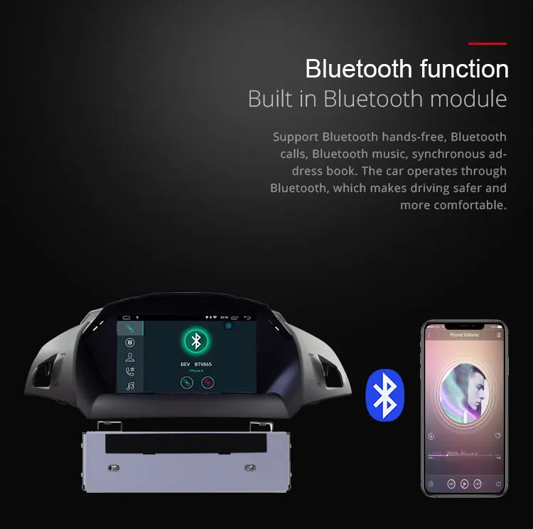 Excellent TOPBSNA Android 9.0 Car DVD Player For Ford Kuga Escape C-Max 2013 2014 2015 2016 2017 2018 1 Din Car Radio Stereo Headunit WIFI 6