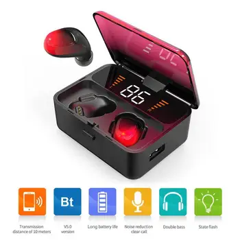 

TWS Bluetooth 5.0 Earphone Wirless Headphones 9D stereo earphone Gaming headphones waterproof gradient shell LED Smart Power