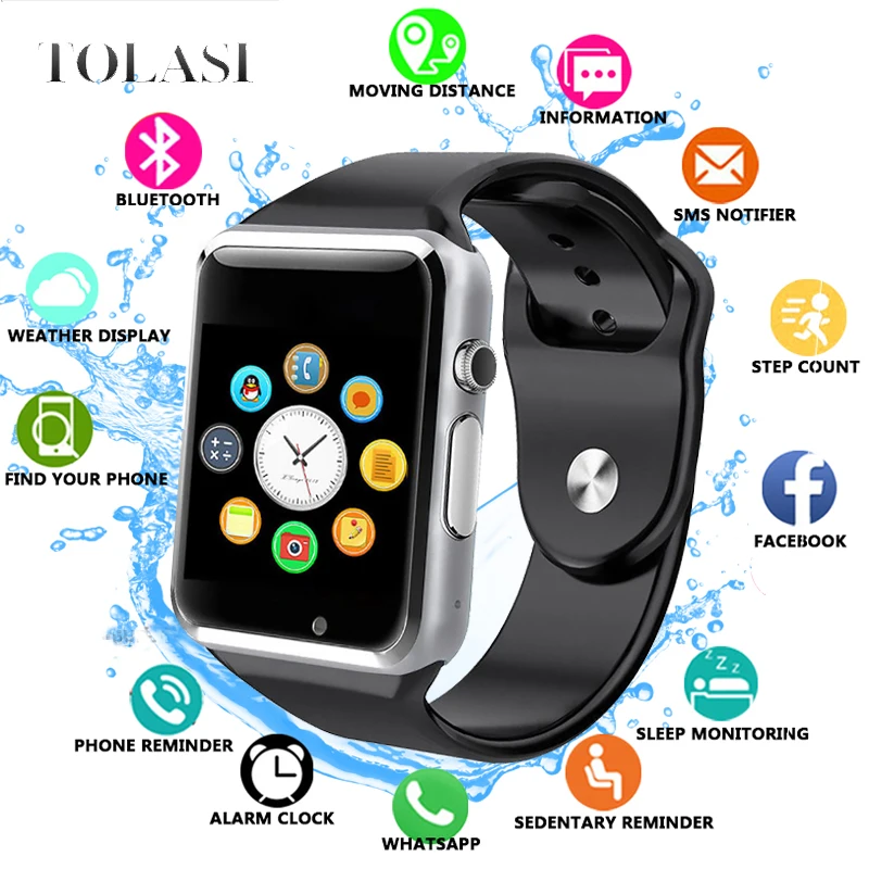 

Smart Watch A1 with Camera Smart Bracelet Wristwatch Step Calorie Counter Sleep Monitor Bluetooth smartwatch A1 support SIM Card