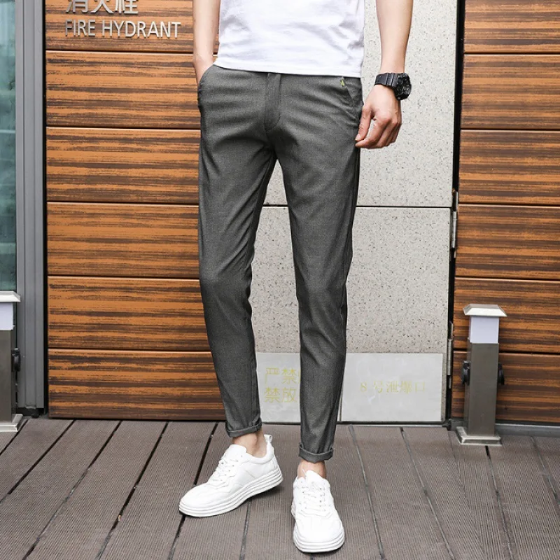 

Hong Kong Style New Style Pants Men's Spring Black And White with Pattern Casual Pants Men's Korean-style Trend Loose-Fit Slim F
