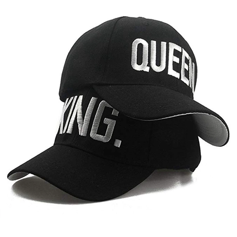 2 шт., бейсбольная кепка KING QUEEN, Snapback, для мужчин и женщин, козырек, кепка s dad Bone, белая, черная, для влюбленных, в стиле хип-хоп, Спортивная Кепка, кепки