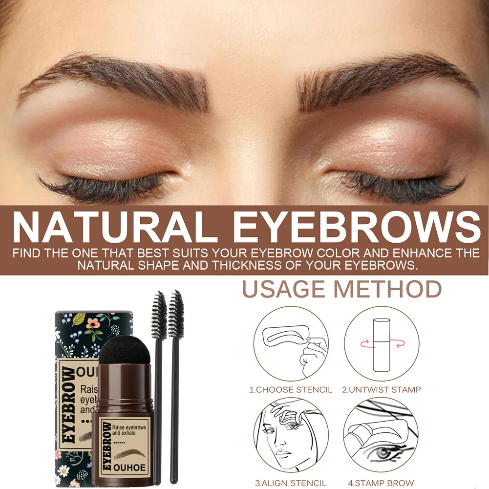 One Step Eyebrow Powder Brow Stencils with 2 Reusable Eyebrow Brushes  Lasting Natural Shaping Long lasting Kit for Women Girls|Eyebrow Enhancers|  - AliExpress