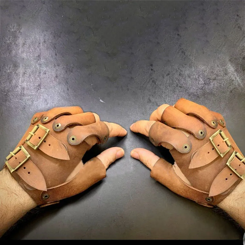 Средневековые стимпанк кожаные перчатки Floki Battler полный контакт борьба Larp Arm Guard