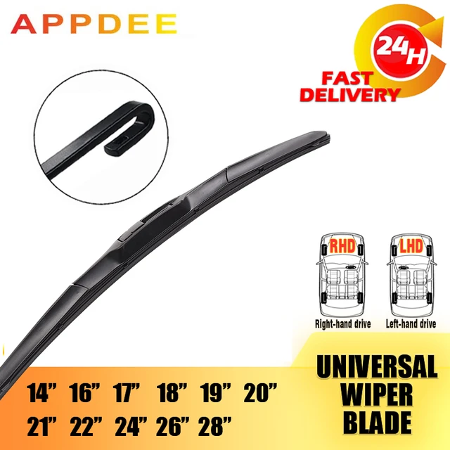 Limpiaparabrisas Universal tipo U para coche, escobillas de goma, y LHD  RHD, 14, 16, 17, 18, 19, 20, 21, 22, 24 y 26 pulgadas - AliExpress