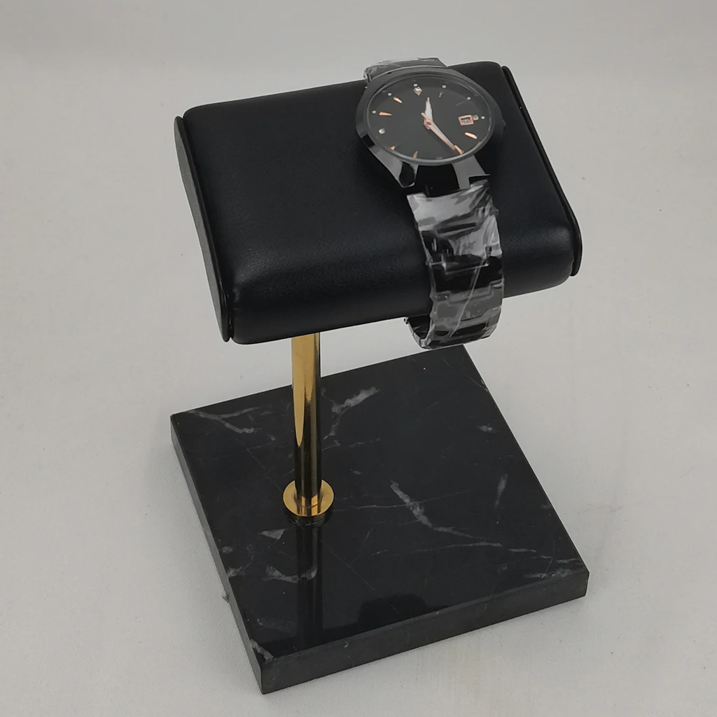 Marble and PU Leather Watch Holder Stand for Display Showcase Exposition