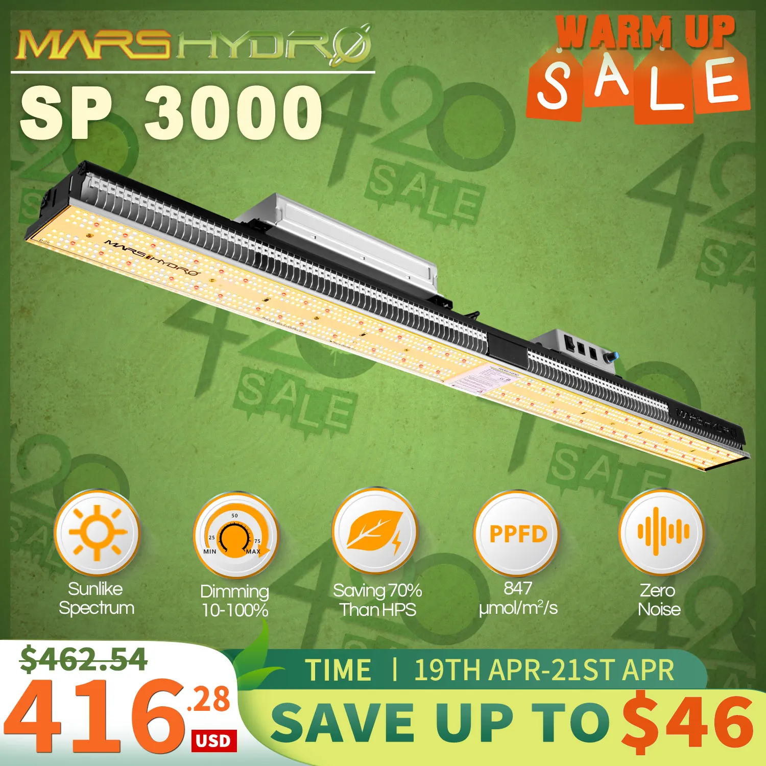 Mars Hydro SP 3000 SamsungLM301B & Osram660nm Full Spectrum LED Grow Lights Strip Grow Tent Hydroponics Veg and Flower
