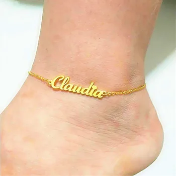 

Stainless Steel Name Custom Anklet 2020 Hot Selling Gold Color Summer Beach DIY Letter Foot Accessories Pendant Gift