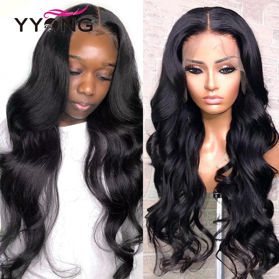 YYong Full 180% 26 Inch Transparent Body Wave 13x6 & 13x4 Lace Front Human Hair Wigs For Black Women Brazilian 4x4 Closure | Шиньоны и