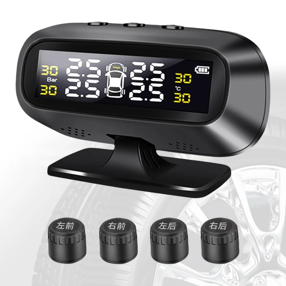 Портативная автомобильная система контроля давления в шинах TPMS с 4 внешними датчиками