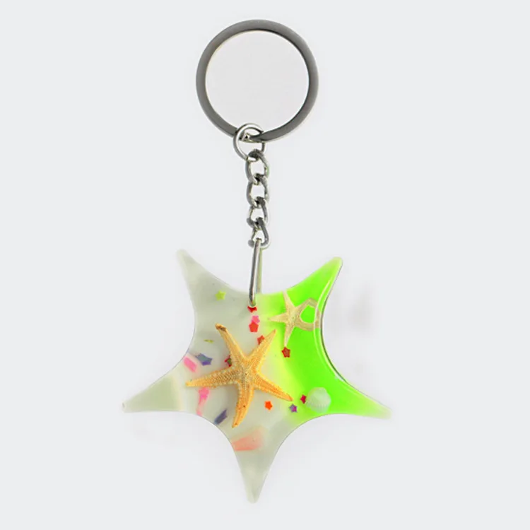 

[Bug] Oceans Amber Crafts Creative Starfish-Shaped Keychain Resin Keychain Multi-color Selectable