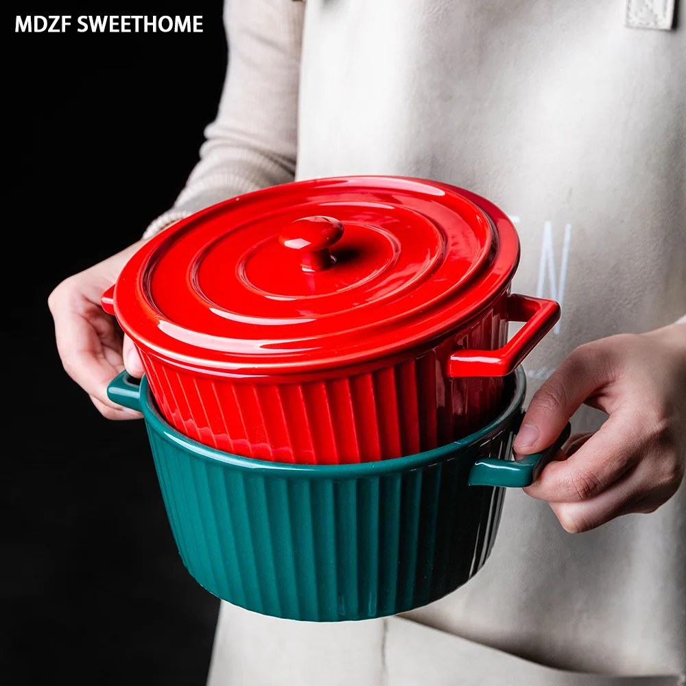 MDZF SWEETHOME 1100 мл керамическая духовка миска для выпечки с крышкой салат лапша суп