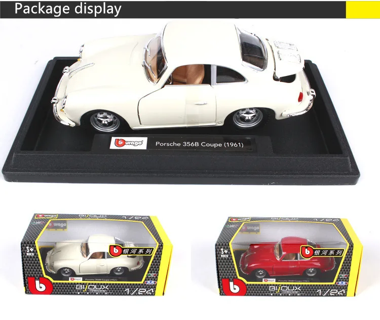 Bburago 1:24 1961 Porsche 356B модель автомобиля из сплава, модель автомобиля, украшение автомобиля, коллекция, Подарочная игрушка