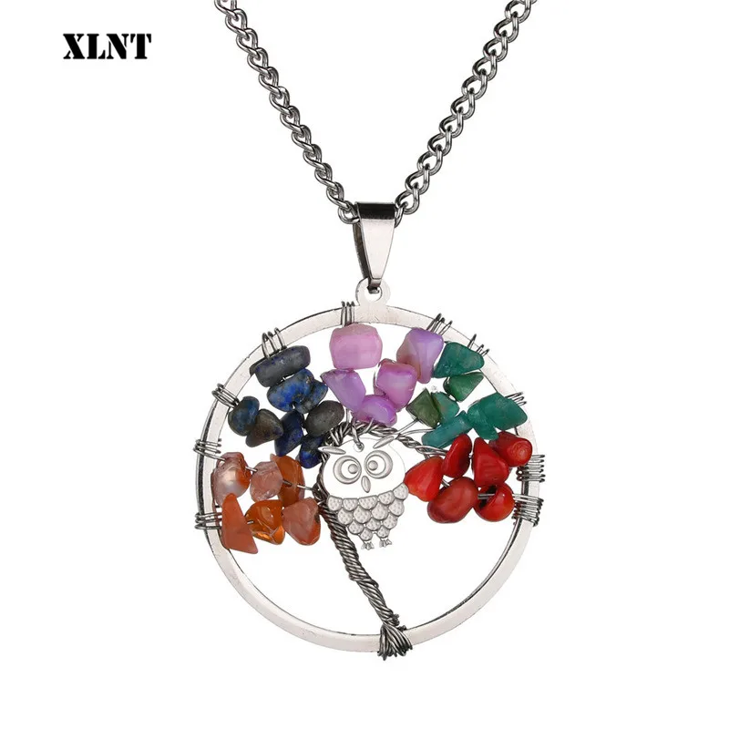 XLNT Small Owl Necklace Tree Of Life Pendant Women Sweater Chain Crystal Long Necklaces &amp Pendants Statement Jewelry Bijoux | Украшения