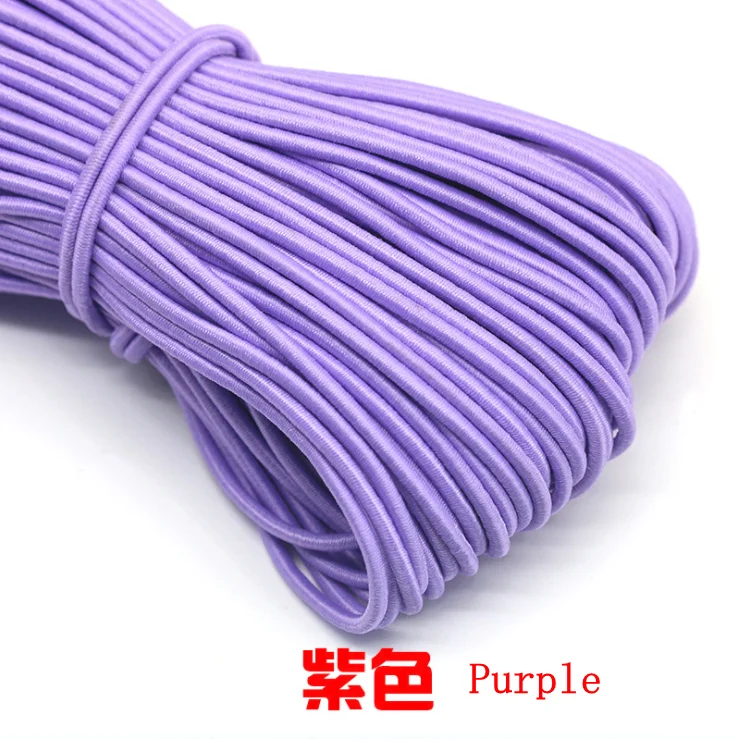 Purple 5 м/лот 24 цвета высокого качества; 3 мм цветной круглая эластичная повязка резиновая эластичная ювелирные изделия из веревки плетеный браслет на открытом воздухе веревка E-2 - Цвет: Purple