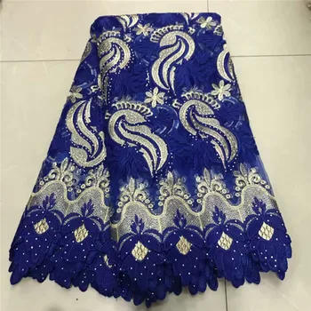 

Elegant royal blue party dress material African embroidery tulle lace French net lace fabric ZQN239 (5yards/lot) free shipping