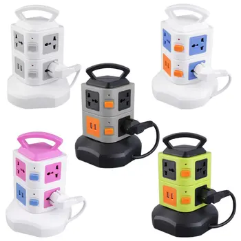 

PC+ABS Anti-thunder Overload Protector 7 Outlet 2 USB Ports 2 Layer Socket EU Surge Protector Power Board 2500W