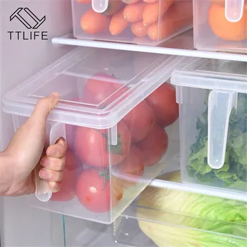 

Transparent Plastic Storage Box with Handle Grains Beans Storage Sealed Organizer Refrigerator Storage Box Lid Food Container