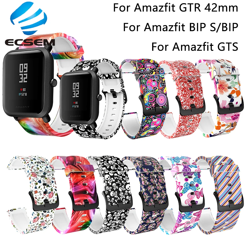 Ремешок силиконовый для Amazfit GTR 42 мм аксессуары часов GTS 2e BIP U/S браслет на