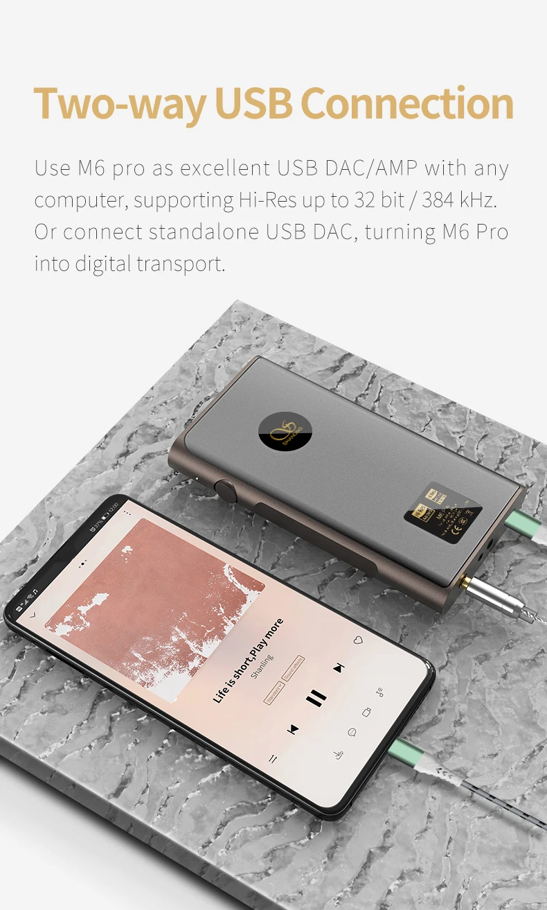 Shanling M6 PRO dual AK4497EQ Open Android7.1 Full Balanced Bluetooth Portable Music Player MP3 USB DAC,PCM 32bit/768kHz DSD256