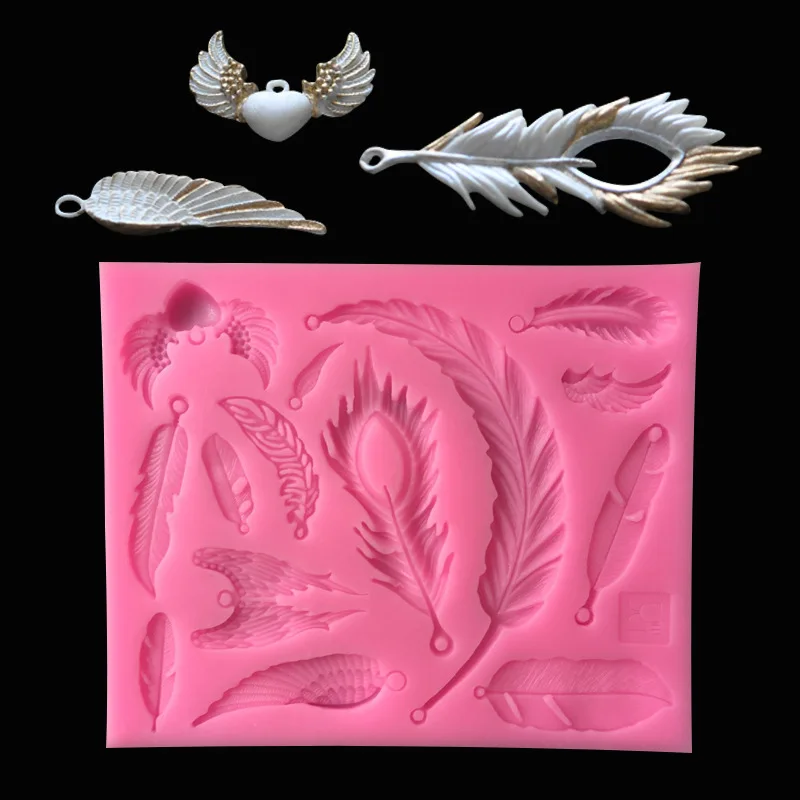 

DIY silicone mold made of featherangel wings epoxy resin can produce fondant cake decoration jewelry pendant earrings key chain