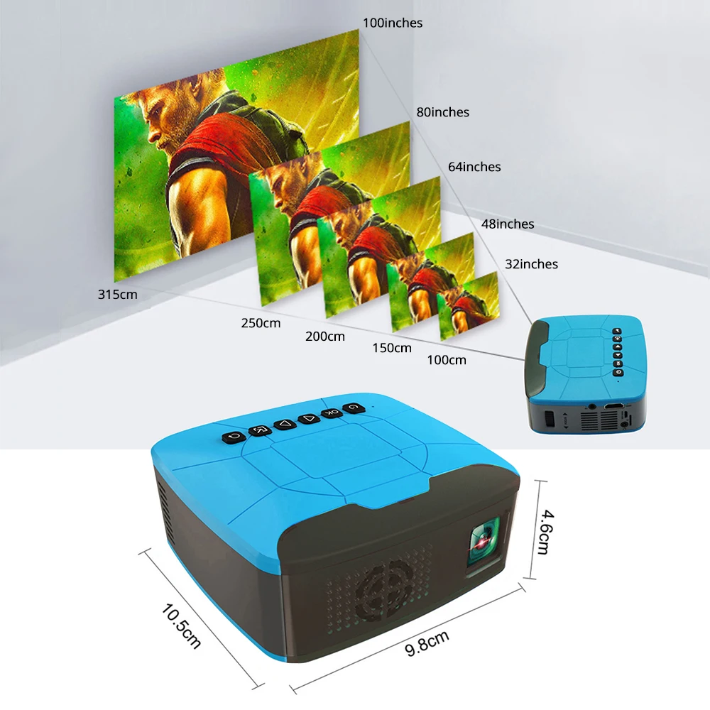 Мини проектор Everycom U20 портативный USB HDMI AV Видеопроектор для домашнего кинотеатра