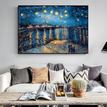 

Starry Night Wall Art Poster Impressionist Starry Night Canvas Painting Posters and Prints Wall Art for Room Home Decor