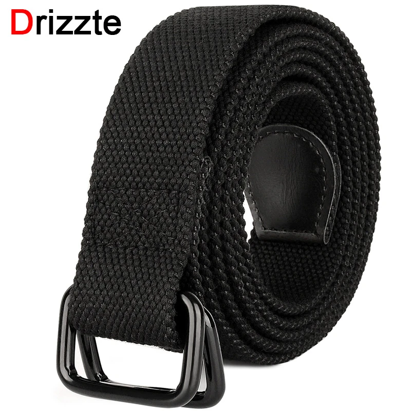 Drizzte Plus Size 100-190cm Big&tall Mens Double Ring Buckle Cotton Canvas  Cloth Fabric Web Black Waist Jeans Belt - Belts - AliExpress