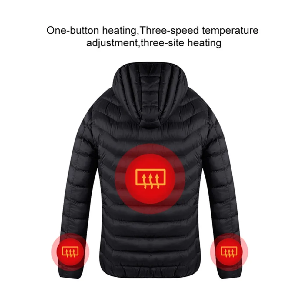 Куртки с электрическим подогревом, жилет, пуховое хлопковое пальто, USB, с электрическим подогревом, с капюшоном, зимние теплые жакеты, зимняя верхняя одежда